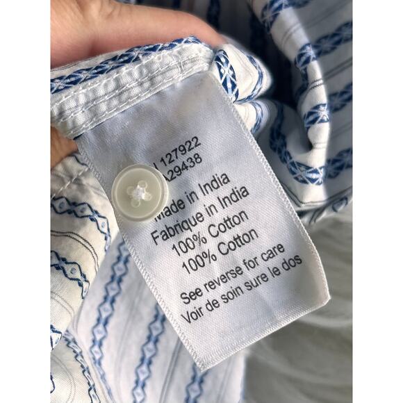 Mountain Khakis Striped Pearl Snap Button Down Shirt Western White Blue Medium - Picture 11 of 11